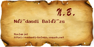 Nádasdi Balázs névjegykártya